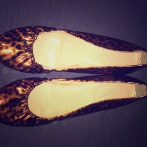 J Crew metallic cougar print flats